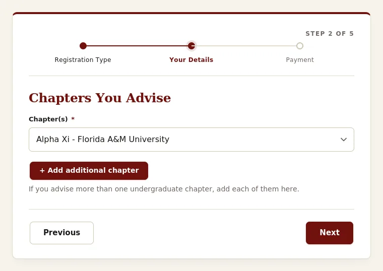 Chapter Advisor, step 2