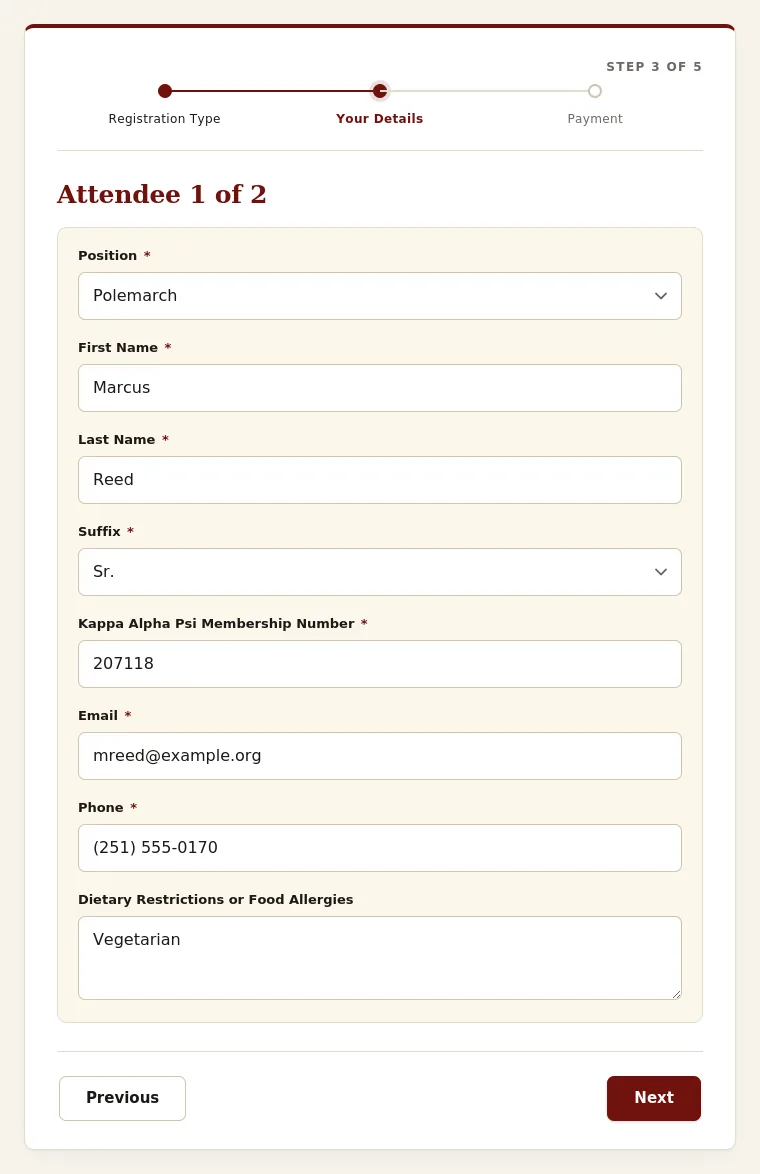 Chapter Registration, step 3