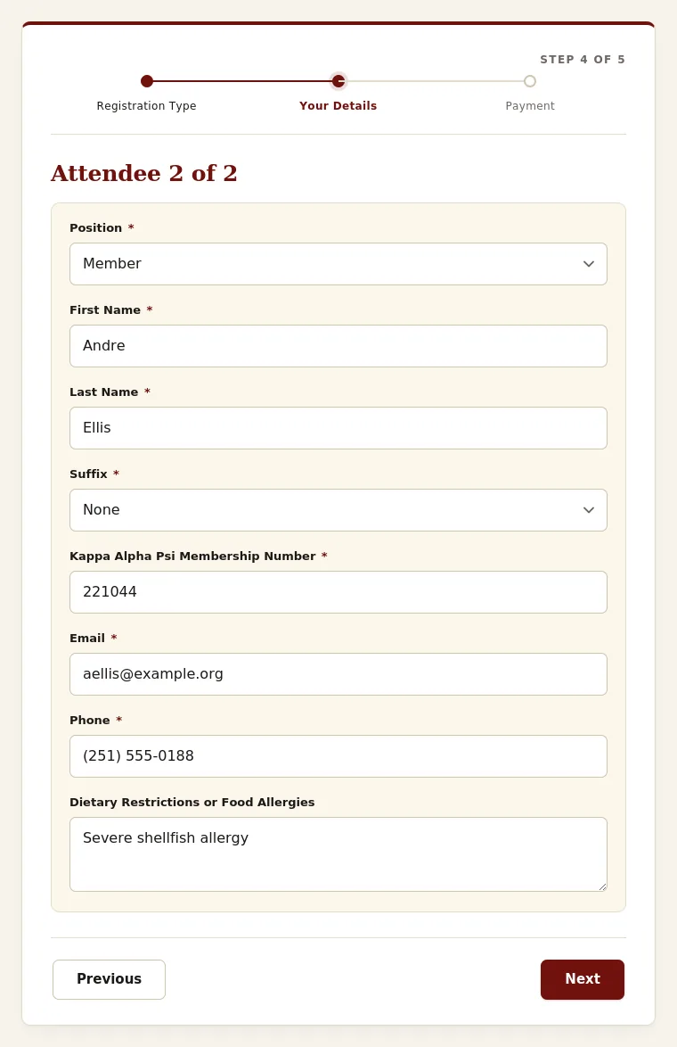 Chapter Registration, step 4
