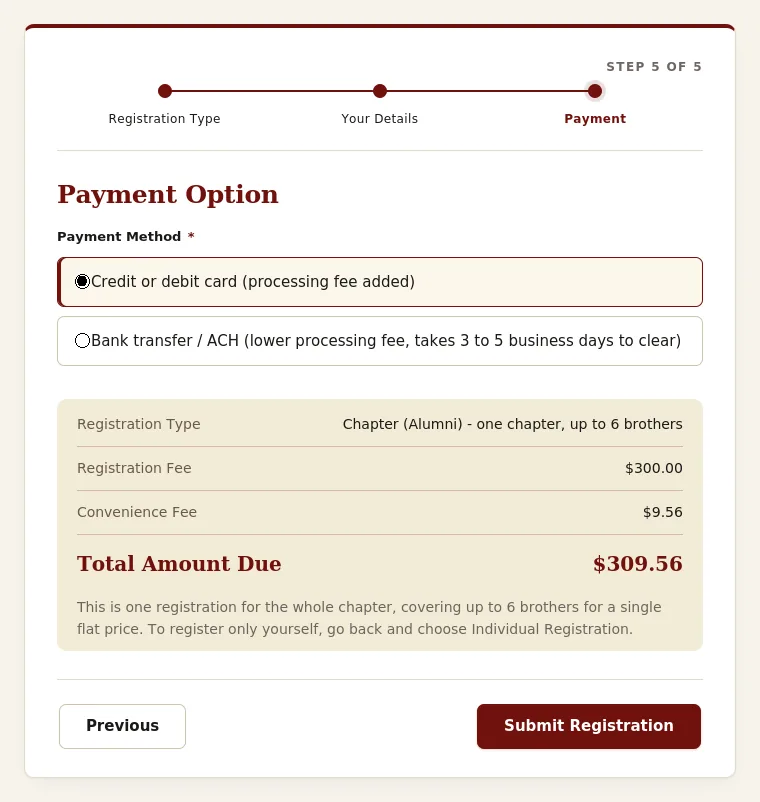 Chapter Registration, step 5