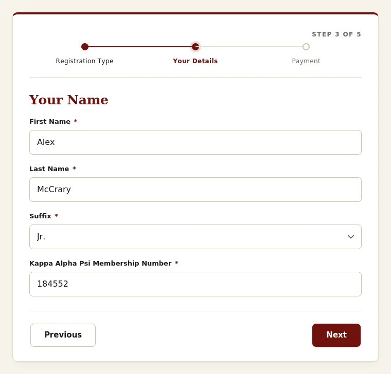 Individual Registration, step 3