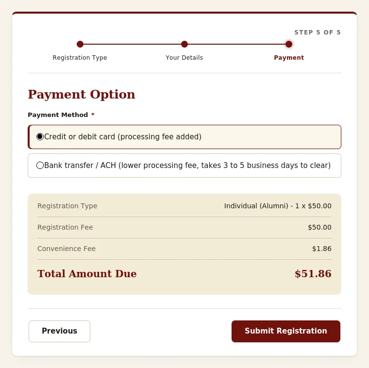 Individual Registration, step 5